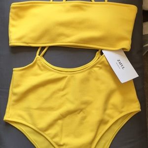 Yellow high waisted bikini